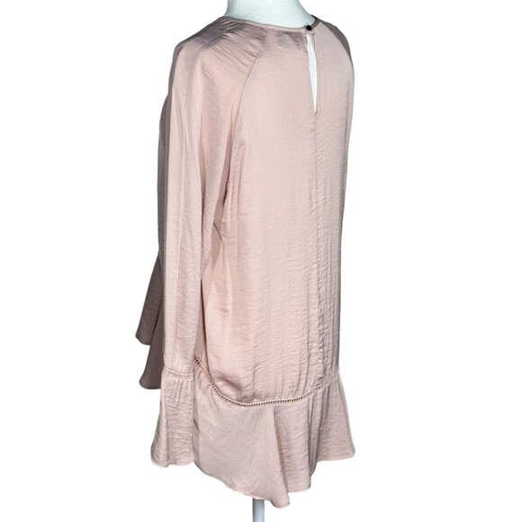 Mossimo Womens Blush Pink Long Sleeve Peplum Blouse Size M - Picture 4 of 7